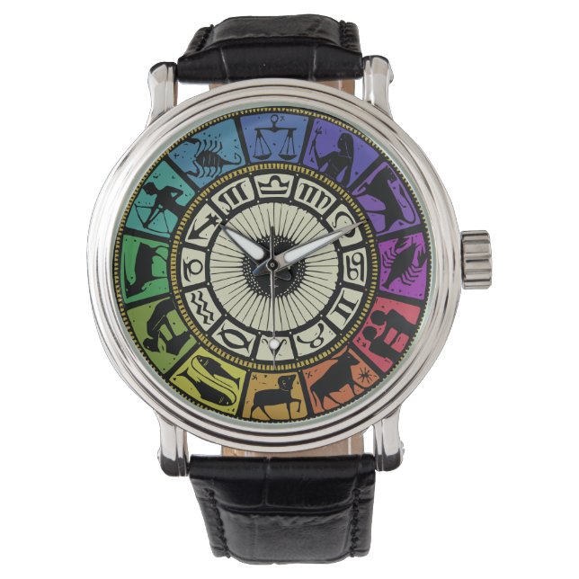 Vintage Zodiac Wheel Armbandsur (Framsida)