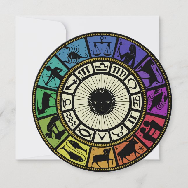 Vintage Zodiac Wheel Inbjudningar (Framsida)