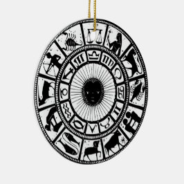 Vintage Zodiac Wheel Julgransprydnad Keramik