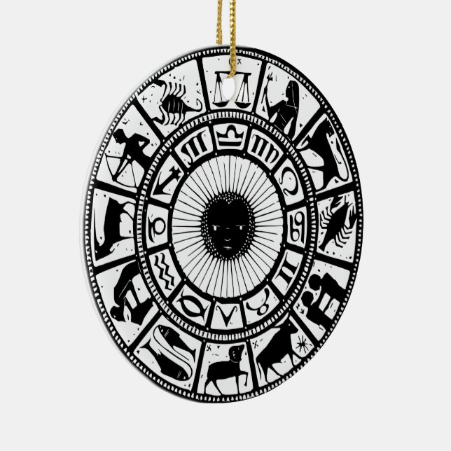 Vintage Zodiac Wheel Julgransprydnad Keramik (Höger)