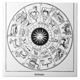 Vintage Zodiac Wheel Kakelplatta