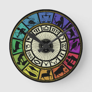 Vintage Zodiac Wheel Rund Klocka