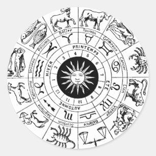Vintage Zodiac Wheel Runt Klistermärke