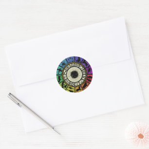 Vintage Zodiac Wheel Runt Klistermärke