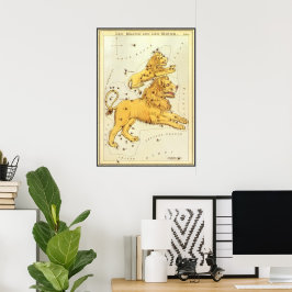 Vintage Zodiak, Astrologi Leo Lejon Konstellation Poster