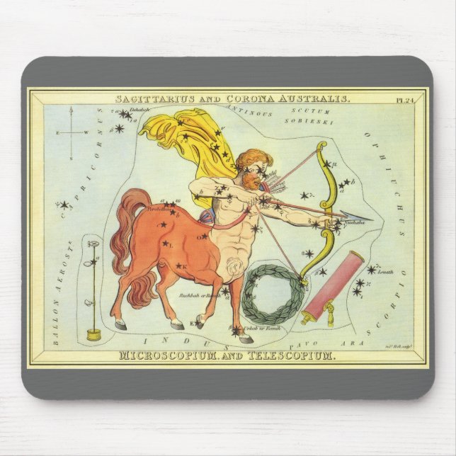 Vintage Zodiak Astrologi Skytten Stjärnbild Musmatta (Framsidan)