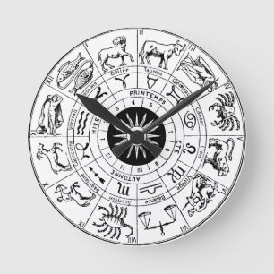 Vintage Zodiak Hjul Astronomisk Karta Rund Klocka