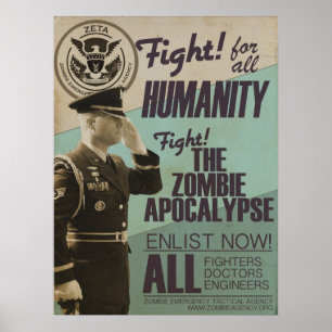 Vintage Zombie Apocalypse Rekrytering Poster