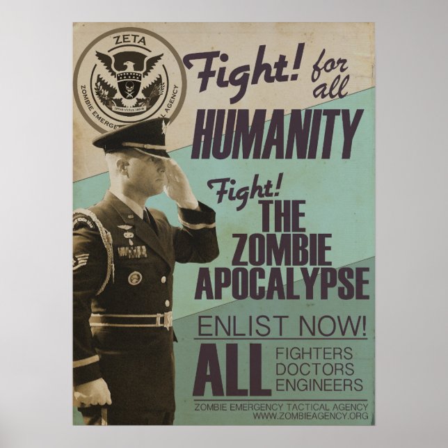 Vintage Zombie Apocalypse Rekrytering Poster (Framsidan)