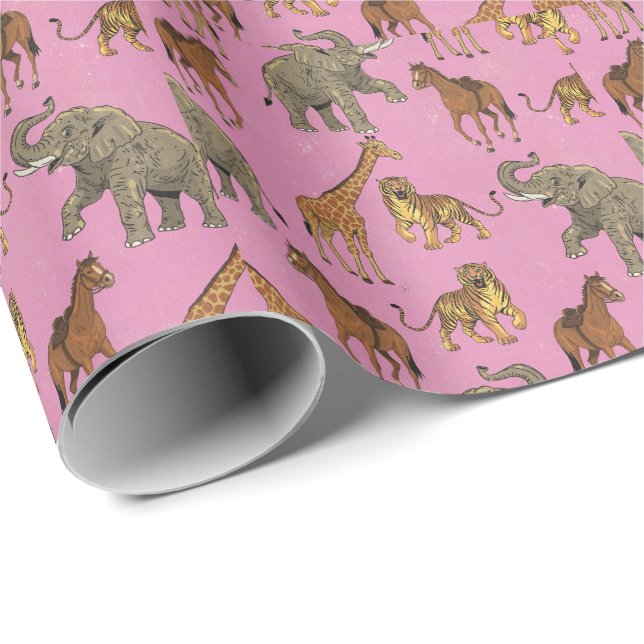 Vintage Zoo Djur Presentpapper (Rullad Hörn)