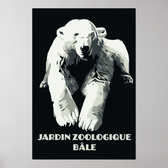 Vintage Zoo och Basel polar björn Poster (Framsidan)