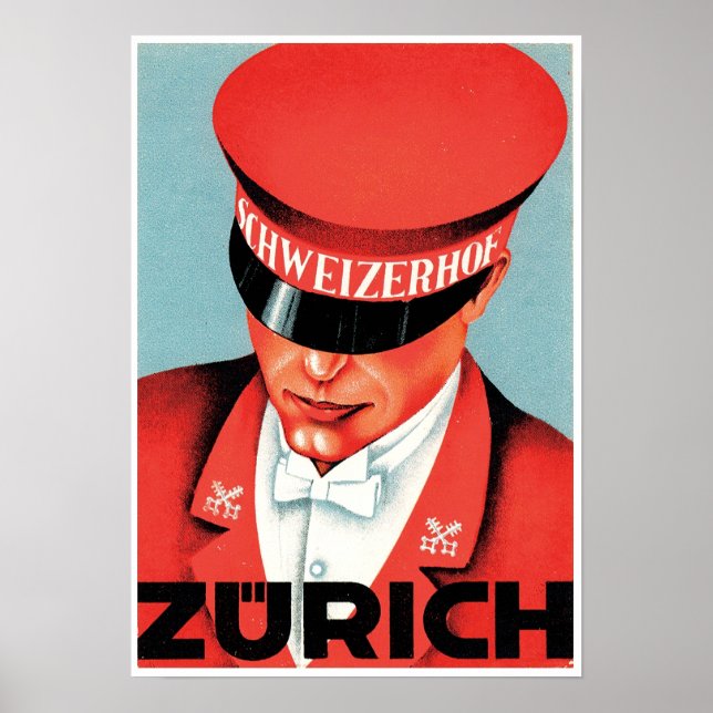 Vintage Zurich Hotel Travel Advertisement Poster (Framsidan)