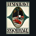 Vintage Zürich Restaurant Reklamation Art Deco Poster<br><div class="desc">Extremt sällsynt Art Deco poster av Otto Baumberger, ca 1913, för restaurangen på eleganten femvåniga lyxhotell St-Gotthard, som grundades 1889 i Zürich. Denna produkt (från liten till maximal storlek) återges från en publikation, annons eller vintage tryckt. Bilden har rengjorts, förbättrats digitalt och återställts vid behov. Perfekt för matsalen eller väggen....</div>