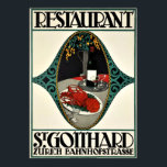 Vintage Zürich Restaurant Reklamation Art Deco Poster<br><div class="desc">Extremt sällsynt Art Deco poster av Otto Baumberger, ca 1913, för restaurangen på eleganten femvåniga lyxhotell St-Gotthard, som grundades 1889 i Zürich. Denna produkt (från liten till maximal storlek) återges från en publikation, annons eller vintage tryckt. Bilden har rengjorts, förbättrats digitalt och återställts vid behov. Perfekt för matsalen eller väggen....</div>