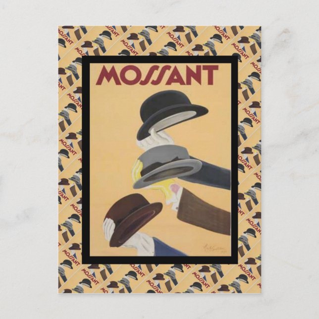 Vintageadvertizing, fransk mode, hattar vykort (Framsida)