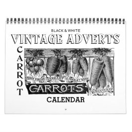 Vintageadvertizingkalender i svartvitt kalender
