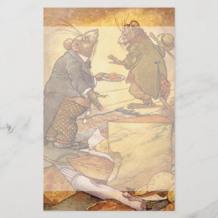 VintageAesops fabel, landmus, stadsmus Brevpapper