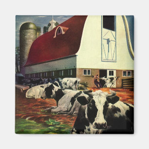 Vintageaffär, Holstein mjölkkor på mejerilantgård Magnet