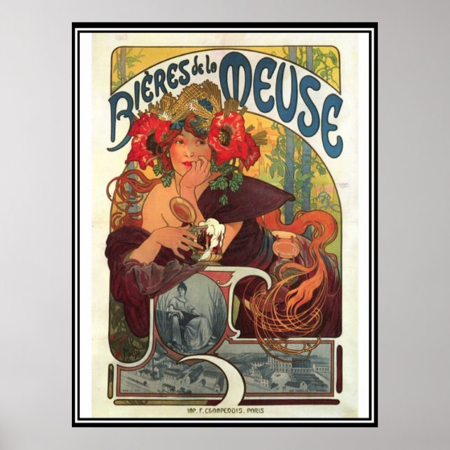 Vintageaffisch Alphonse Mucha Ölaffisch Poster (Framsidan)