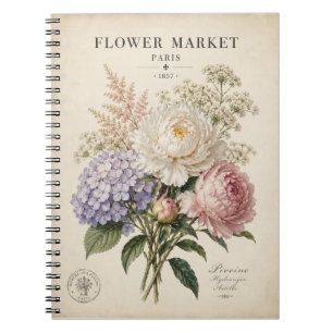 Vintageaffisch för botanisk blomstermarknad Eleg Anteckningsbok