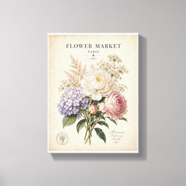Vintageaffisch för botanisk blomstermarknad | Eleg Canvastryck (Framsida)
