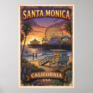 Vintageaffisch för Californiakusten Poster