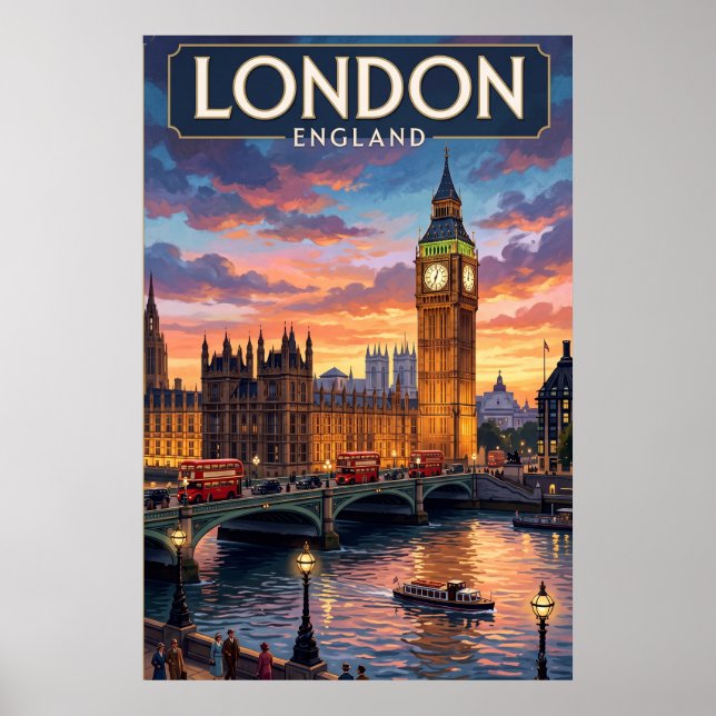 Vintageaffisch London Väggkonst (Framsidan)