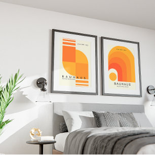 Vintageaffisch med geometrisk konst   Mid-Century  Poster