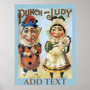 Vintageaffisch Punch och Judy, lägg till text Poster