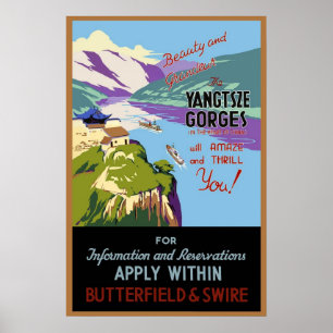 Vintageaffisch Yangtsze Gorges River Poster