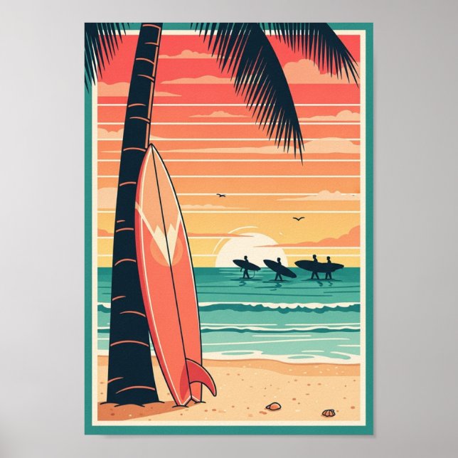 Vintageaffischer Strand Surfutskrift Poster (Framsidan)