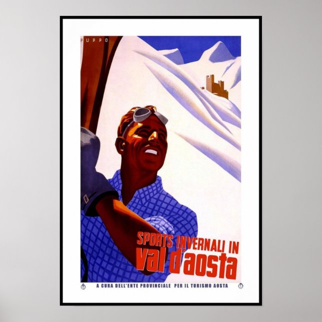 Vintageaffischtryck Invernali Val D'Aosta Italien Poster (Framsidan)