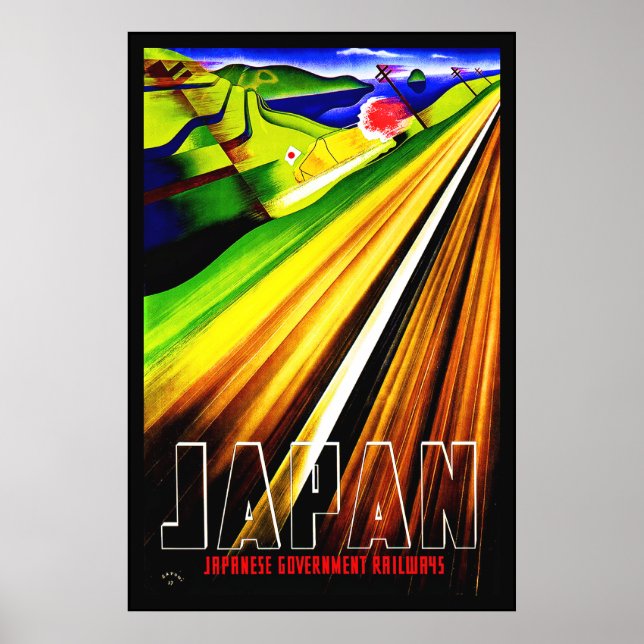 Vintageaffischtryck Japan Japansk järnväg Poster (Framsidan)