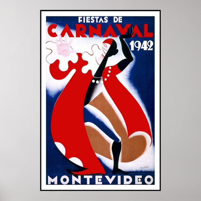 Vintageaffischtryck Montevideo Uruguay Fiestas Poster (Framsidan)
