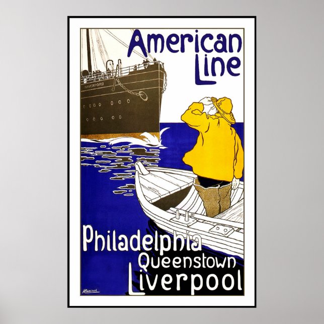 Vintageaffischtryck Philadelphia Queenstown Poster (Framsidan)