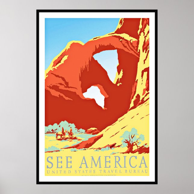 Vintageaffischtryck Se Amerika USA Poster (Framsidan)