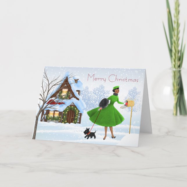 Vintageafrikansk amerikanjulkort helgkort (Framsida)