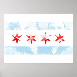 VintageAlCapone flagga av Chicago Poster