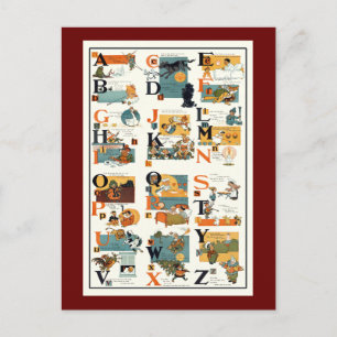Vintagealfabetet kartlägger gåvor för vykort