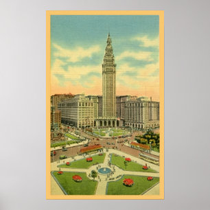 Vintageallmänhet kvadrerar Cleveland Ohio Poster