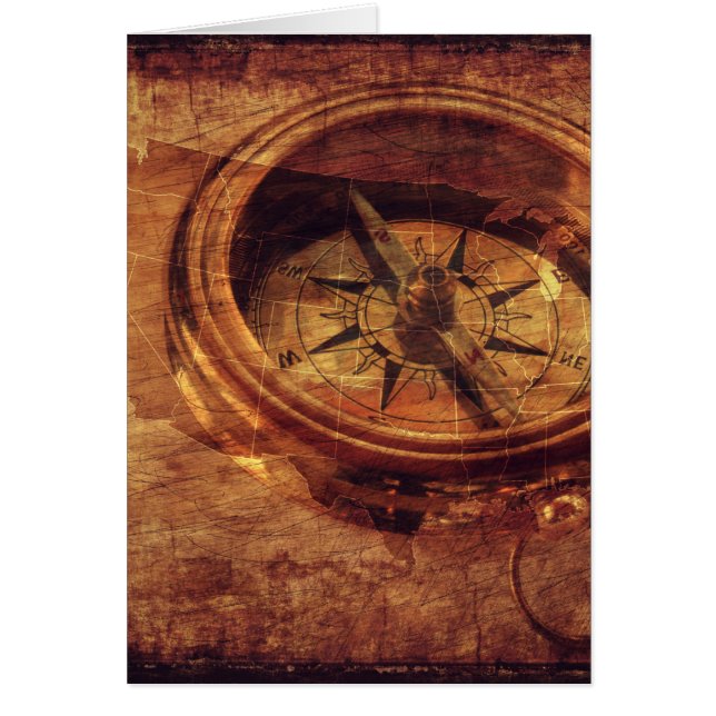 Vintageamerikankompass Hälsningskort (Framsidan)