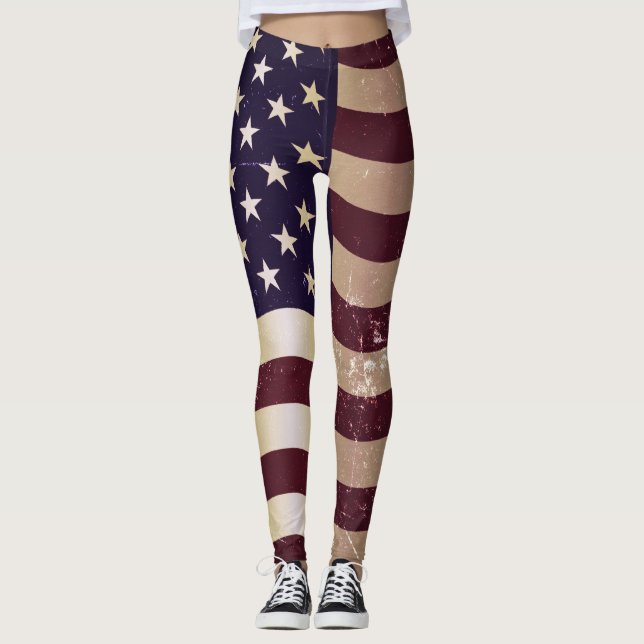 Vintageamerikanska flaggan #2 leggings (Framsida)