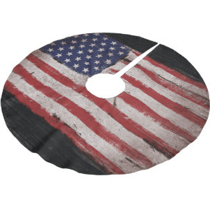 Vintageamerikanska flaggan julgransmatta borstad polyester