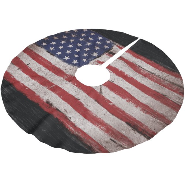 Vintageamerikanska flaggan julgransmatta borstad polyester (Vinklad)