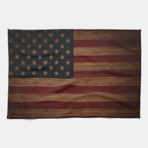 Vintageamerikanska flaggan kökshandduk