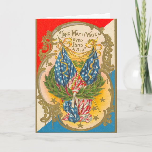 Vintageamerikanska flaggan kort (Framsida)