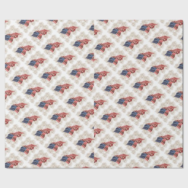 Vintageamerikanska flaggan med guld- presentpapper (Seam)