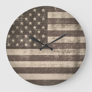 Vintageamerikanska flaggan stor klocka