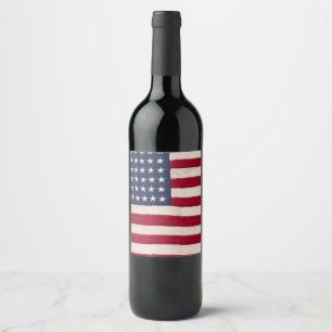 Vintageamerikanska flaggan vinflaska etikett
