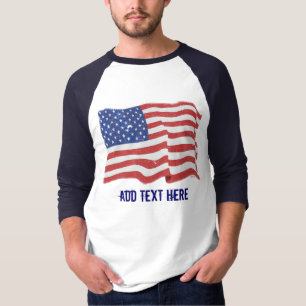 Vintageamerikanska flaggananpassningsbar tee